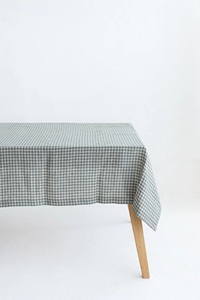 Nappe en lin vichy vert gris fait à la main tissu de lin naturel pour salle à manger mariage et fête tissu de lin doux magasin de cadeaux de mariage - Product Image 3