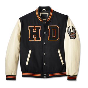 Veste universitaire de luxe pour hommes Logo personnalisé Corps en laine Manches en cuir Broderie en chenille Patch Rayé Baseball Style Letterman - Product Image 5