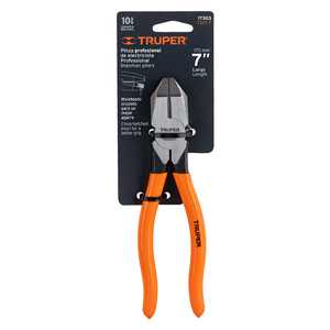 Pince à anneaux de retenue professionnelle Truper T201-7 de 7 pouces en acier au carbone avec poignée en PVC orange, mâchoires biseautées dentelées, multifonctionnelle - Product Image 1