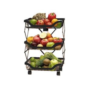 Armoire de rangement de cuisine moderne avec maille métallique et cercle Design Fruit Gardening Harvest Basket manche en bois - Product Image 4