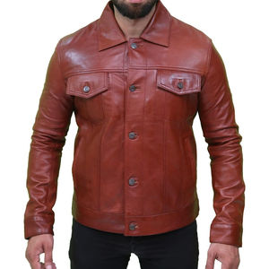 Veste d'hiver en cuir de mouton pour hommes coupe ajustée à la mode OEM vestes de motard de moto avec logo avant du Pakistan - Product Image 2