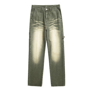 Top Selling 2025 New Style Fashionable Street <b>Ripped</b> <b>Jeans</b> <b>Men's</b> Straight Fit Loose Harem Distressed Pants OEM Serviced - Product Image 1