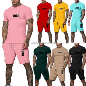 Nuevo conjunto doble de dos piezas de verano personalizado para hombre, camiseta de manga corta de punto sólido y pantalones cortos para trajes deportivos - Product Image 6