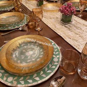 จานกลมสำหรับเสิร์ฟของหวาน,ที่ชาร์จเสิร์ฟช็อกโกแลตฝังกระดูกจานกลมสำหรับแม่ของไข่มุกริเวอร์เชลล์ - Product Image 1