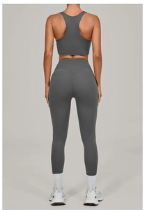 2 Pieces Yoga Sets Sportswear Women Color Contrast Shockproof Sports <b>Bra</b> High Waist Tight Leggings Gym Fitness Suit Tracksuits - Product Image 3