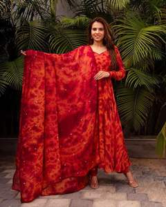 Vestido Largo Anarkali de Diseño Moderno con Seda Georgette y Bordado para Mujer, Ropa India para Ocasiones Especiales - Product Image 1