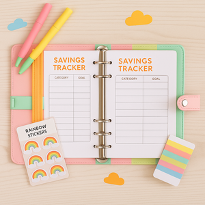 Agenda con Raccoglitore <span class=keywords><strong>a</strong></span> Spirale LABON con <span class=keywords><strong>Righe</strong></span> Pastello Arcobaleno, Copertina in PU Colorata, Organizzatore Finanziario per Principianti nel Budgeting - Product Image 2