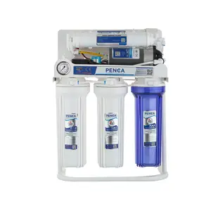 Dispensador de agua de la mejor calidad, máquina automática de filtro de agua fría y caliente, máquina purificadora de agua RO de escritorio de 5 etapas de Penca