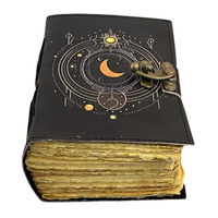 Carnet de Prières en Cuir Véritable Fait Main avec Impression Phases Lunaires Célestes, 400 Pages, Cadeau Fête des Mères
