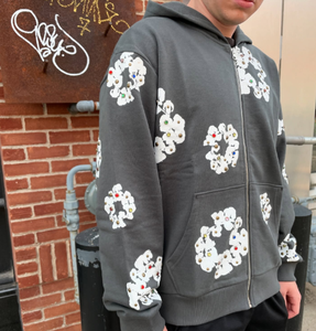 Rhinestone Cotton <b>Wreath</b> Fashion Stone Tears Rhinestone Hoodie Tears Cashmere DenimTearss Rhinestone <b>Wreath</b> Zip <b>Wreath</b> Hoodie - Product Image 4