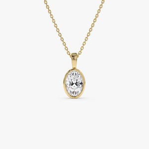 Colgante Clásico con Diamante Cultivado en Laboratorio de Forma Ovalada con Engaste Brillante, 1.00 Ct E-F VS, Oro de 14K, para Ocasiones Especiales y Fiestas - Product Image 1