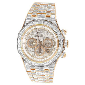Montre-bracelet à quartz pour homme en acier inoxydable avec diamants moissanite, bracelet de 20 mm et verre traité - Product Image 1