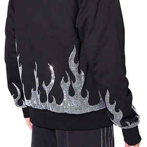 Nouveautés Hommes Strass Hoodies Logo Personnalisé Hommes Sweat Street Wear French Terry 100% Coton Pull Zipper Hoodie - Product Image 6