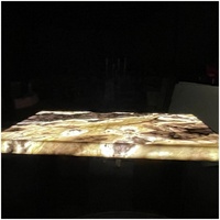 Mesa de Comedor Translúcida de Ónix Blanco Fendy con Luz LED, Panel LED Moderno de Lumi Stone para Mesa de Comedor Rectangular de Ónix