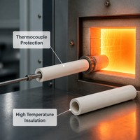 Tubo de Cerámica de Alúmina al 75%, DE 10 mm, DI 7 mm, 100 mm, Tubo de Protección para Termopar, Aislamiento de Alta Temperatura