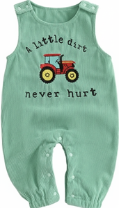 Ropa para Bebés Recién Nacidos, Mameluco sin Mangas de Pana de Algodón/Spandex, Cuello Redondo, Bordado de Tractor, Ropa Linda - Product Image 2