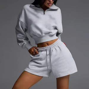 Conjunto de Sudadera y Pantalones Cortos Casuales de Primavera para Mujer con Cintura Elástica y Diseño Nuevo 2026 - Product Image 2