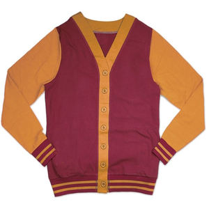 Suéter Cárdigan Universitario Rojo Personalizado, Cuello en V, Lana/Acrílico, Manga Larga, Tejido de Punto Acanalado, Botones, Decoración Bordada - Product Image 1