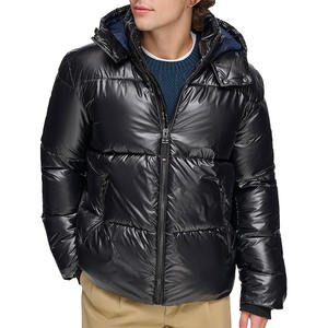 แจ็กเก็ตผ้าไนลอนหนาอบอุ่นมีฮู้ดถอดออกได้สำหรับผู้ชายแจ็คเก็ตบุนวมฤดูหนาวโลโก้ได้ตามต้องการ - Product Image 1