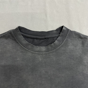 OEM Custom <b>Logo</b> 100% Cotton T Shirt Washed Long Sleeve Tshirt Blank Custom Distressed Tee Shirts Embroidery for Men - Product Image 2