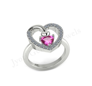 Corazón de plata de ley de calidad superior 6mm Pretty Shiny Lover Joyería personalizada Regalo Anillo de compromiso de lujo para regalo de San Valentín - Product Image 3