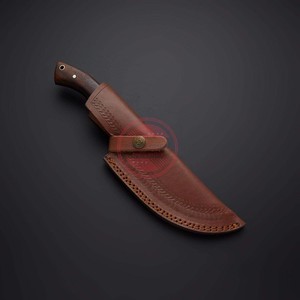 Cuchillos rastreadores con mango de madera con estuche de cuero Cuchillos rastreadores de Damasco - Product Image 6