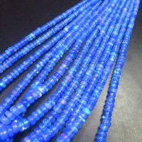 Perles Rondelles en Opale de Feu Éthiopienne Bleue Naturelle de Haute Qualité, Taille Brillante, 4-6mm, Lisses et Polies, Fil de 16 pouces, Effet de Couleur Changeant, pour Bijoux DIY