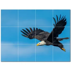 Mural de pared de azulejo de cerámica de pájaro PT500181 17 \ "W X 12,75 \" H Juego de 12 4,25 azulejos cada uno - Product Image 1