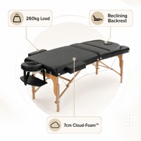 Table de physiothérapie inclinable en bois de hêtre à 3 sections, 7 cm de mousse nuageuse, réglable, pour chiropratique et salon, 260 kg, GPSR ISO9001 OEM