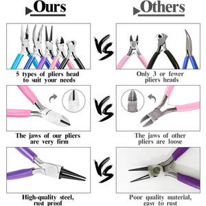 Pinces de fabrication de bijoux 3 pièces de haute qualité avec pince à nez rond et coupe-fil - Product Image 4