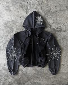 Sudadera con Lavado Ácido Hecha a Medida con Bordado Desgastado y Adornos de Piedras, Fabricante OEM con Logotipo Personalizado al por Mayor. - Product Image 5