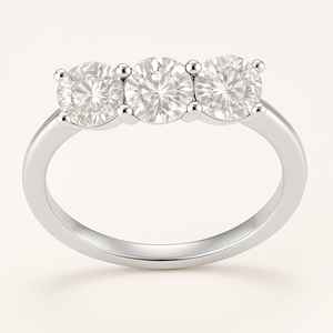 แหวนหมั้นเพชรทรงกลมเจียระไนแบบบริลเลียนท์ ชุบทองคำขาว 14K สำหรับทั้งชายและหญิง ประดับเพชรเลี้ยงในห้องปฏิบัติการ พร้อมใบรับรอง งานฝีมือชั้นดี - Product Image 3