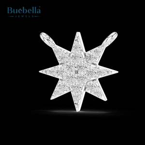 Alta calidad personalizada 925 Plata y 14K chapado en oro blanco nuevo Hip Hop simulado diamante estrella redondo Moissanite colgante y dijes - Product Image 5