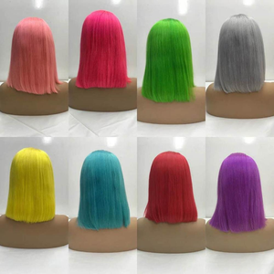 Perruque Bob lace front wig 613 péruvienne naturelle — ali queen, cheveux vierges, couleur rose orange bleu rouge 100% blond, 613, en stock, vente en gros - Product Image 5