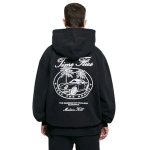 Time Flies Sweat à capuche surdimensionné OTH Noir Polaire en coton épais Coupe décontractée Streetwear Capuche à double doublure Vêtements de luxe modernes - Product Image 2