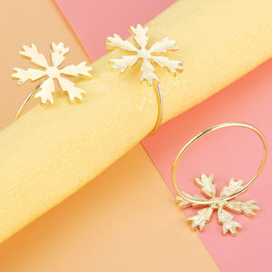 Décoration de table de mariage porte-serviettes flocon de neige ronds de serviette en métal et or de qualité exclusive par les fournisseurs de Royal Home Collection - Product Image 5