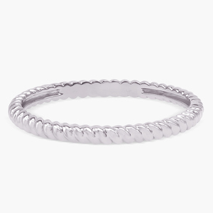 Anillo de bodas de oro amarillo sólido/rosa/blanco de 18 quilates para niñas, banda de oro trenzado estético de alta calidad con perla, banda de diseño minimalista - Product Image 4