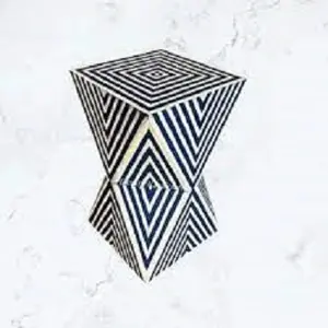 Branded quality handmade black and white striped Hexagon Bone inlay bedside table made of wood For decoration from India.