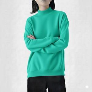 Customized Printed Solid Casual Winter Pullover Mockneck Sweatshirt for <b>Women</b> 100% Cotton Fleece Long Sleeve High Quality - Product Image 6