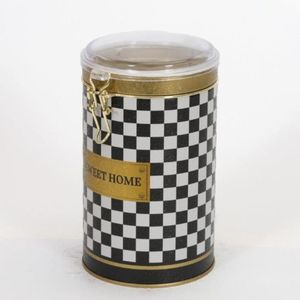 1.1L Checkerboard caja redonda de lata Ø 105x150mm con cierre de alambre y tapa transparente Categoría de producto Cestas de metal - Product Image 3