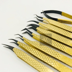 Haute Qualité Plasma Noir Or Enduit En Acier Inoxydable Extension De Cils Pince À Cils Ciseaux Pointe Pointue Cils Miroir - Product Image 2