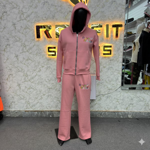 High Quality Royal Nature <b>White</b> Hooded <b>Tracksuit</b> Full Zipper Cotton Casual Set With Embroidery Logo Front Pockets Autumn Wear - Product Image 5