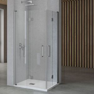 Regolabile 75cm di larghezza doccia pieghevole nicchia porta 6mm in vetro temperato con finitura cromata - Product Image 1
