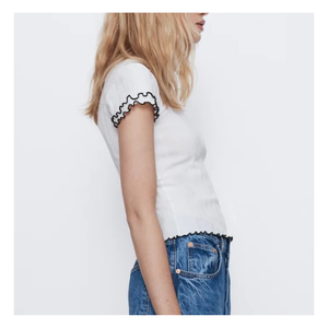 Camiseta de Manga Corta para Mujer, Estilo Casual Elegante, Verano, Moda Urbana, Superventas en Vietnam, Lavable, Secado Rápido, Algodón y Elastano, Personalizable - Product Image 6