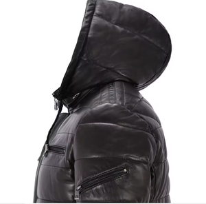 Chaqueta de Invierno de Piel de Oveja Genuina Personalizable ESPRIT, Chaqueta Acolchada Cálida de Alta Gama con Cuello Alto y Capucha Extraíble, Chaqueta Acolchada OEM - Product Image 4