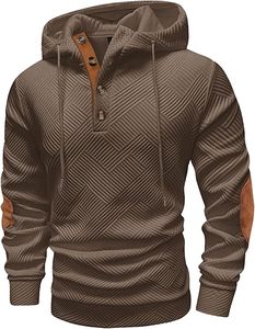 Jersey de moda para hombre de alta calidad, sudaderas con capucha, manga larga, cordón térmico, botón, textura, Sudadera con capucha - Product Image 1