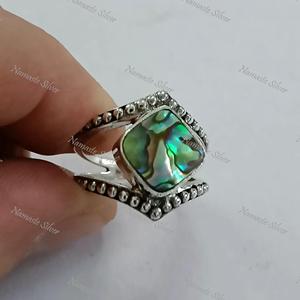 Bague en coquille d'ormeau, bijoux océaniques faits à la main en argent sterling - Product Image 2