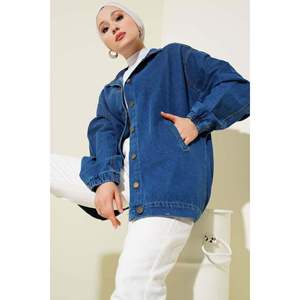 Otoño/Invierno manga murciélago Crop Top diseño chaqueta de mezclilla con decoración de botones estampado de moda para el verano - Product Image 3