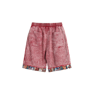 Ropa de calle, novedad de verano 2024, pantalones cortos informales elásticos a la moda para hombre, pantalones cortos de mezclilla rojos y negros, pantalones cortos de tela para hombre, LONA DE Hip Hop - Product Image 2