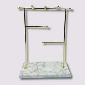 Compact Metal Jewelry Stand Designed For <b>Desk</b> Or <b>Vanity</b> Top Storage Of Necklaces Bracelets Earrings And Rings - Product Image 1